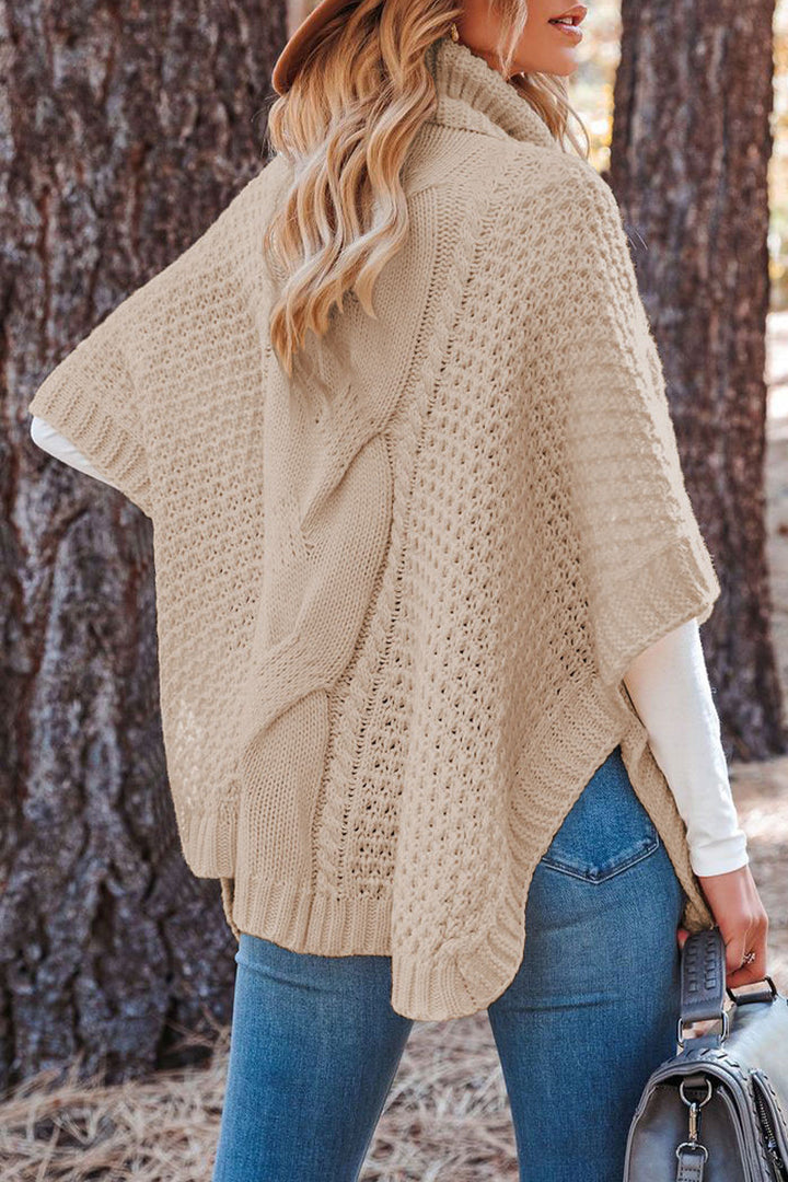 Stilla | Modevenlig ensfarvet patchwork rullekravepullover