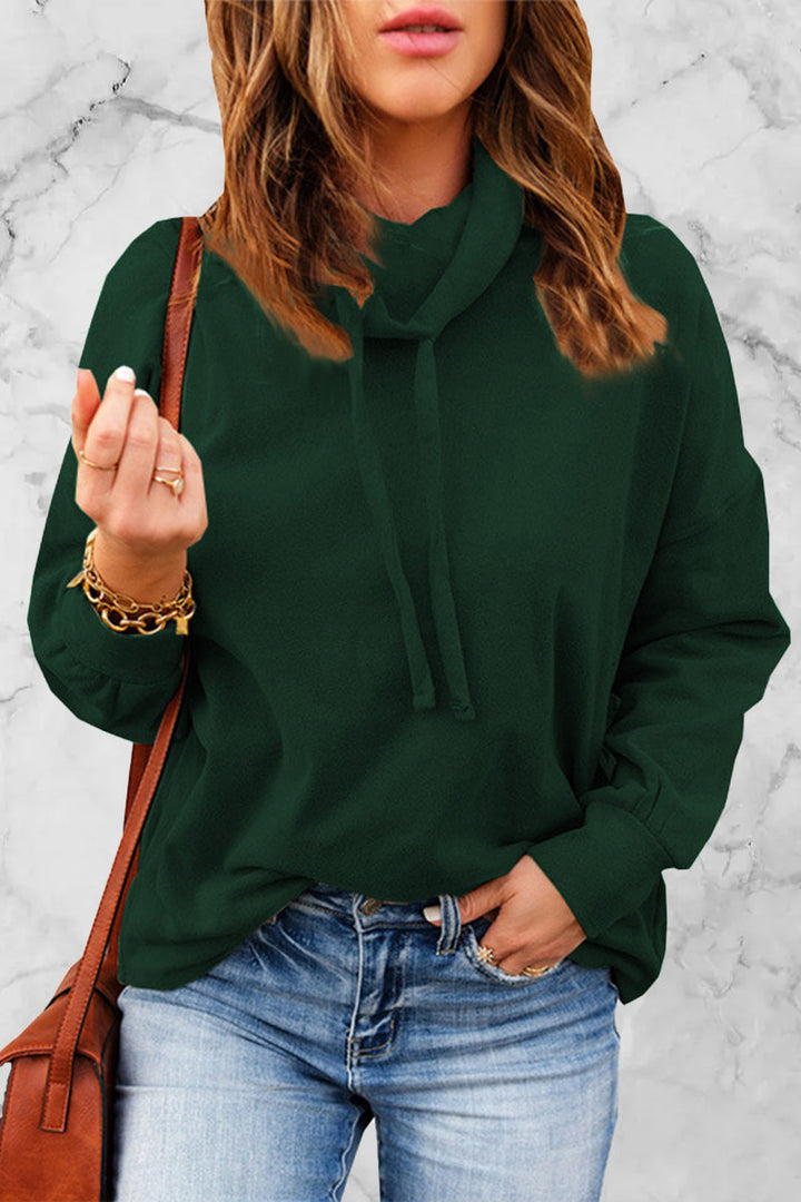 Stilla | Ensfarvet Sweatshirt med Hætte og Skalkrave
