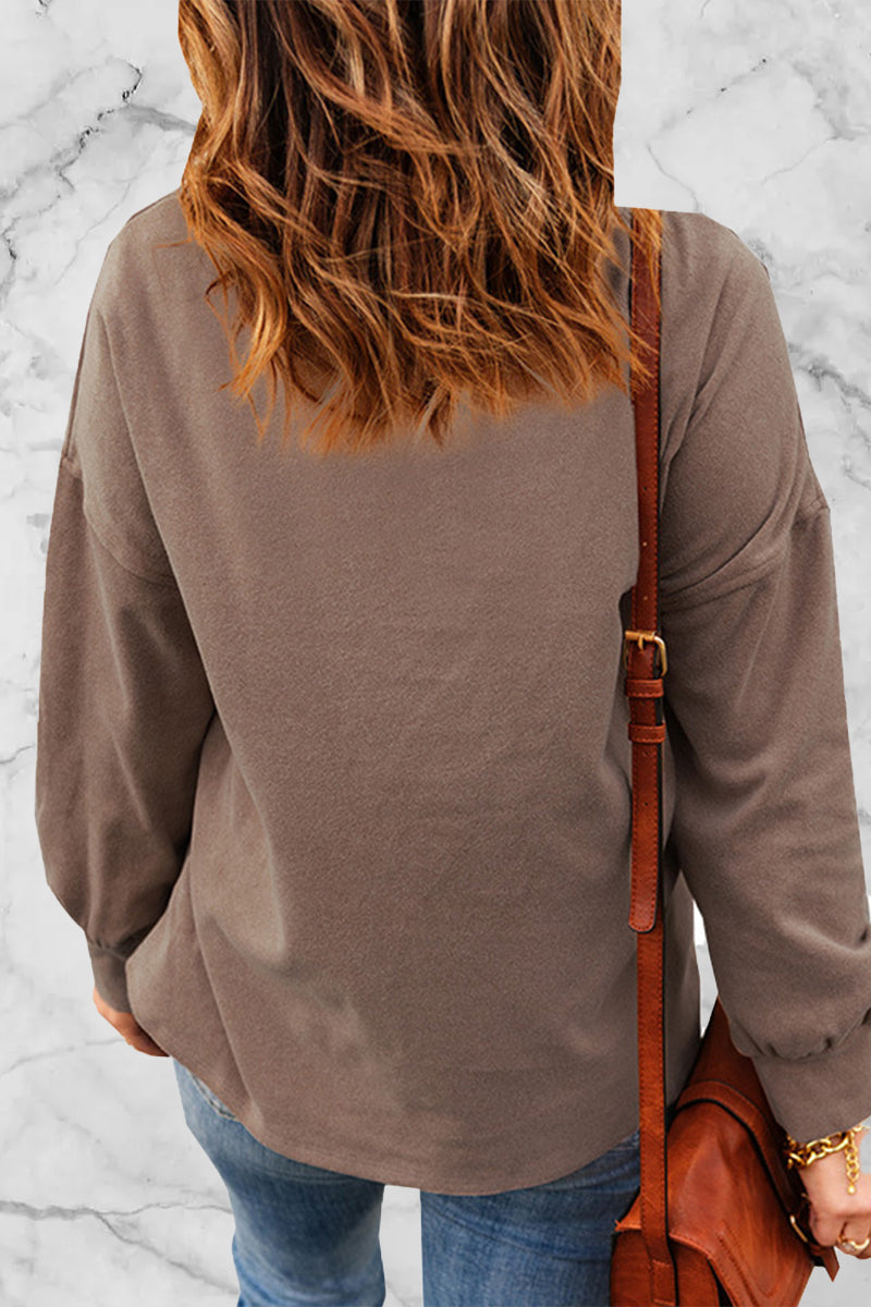 Stilla | Ensfarvet Sweatshirt med Hætte og Skalkrave