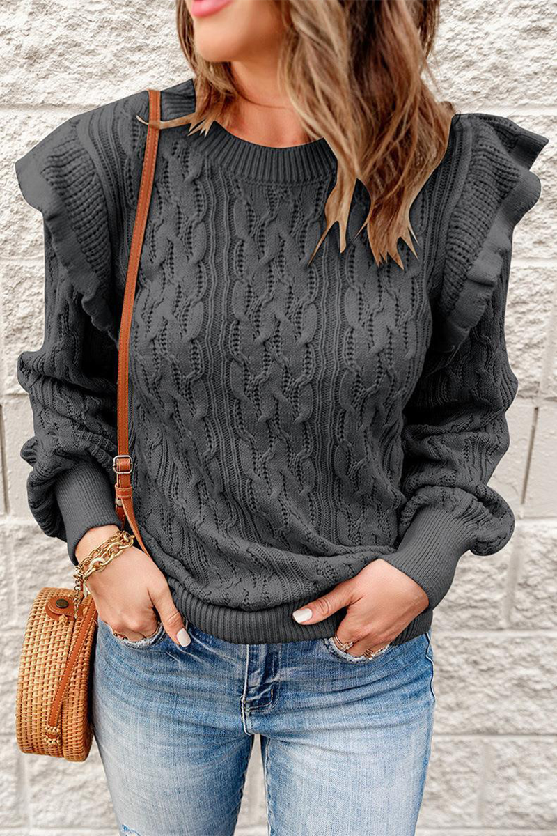 Stilla | Casual Rundhalset Pullover i Ensfarvet Patchwork