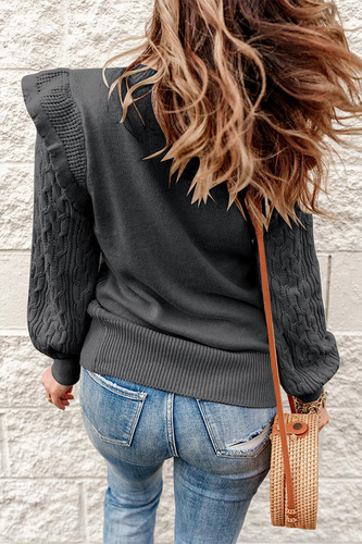 Stilla | Casual Rundhalset Pullover i Ensfarvet Patchwork