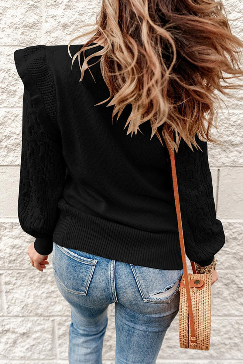 Stilla | Casual Rundhalset Pullover i Ensfarvet Patchwork