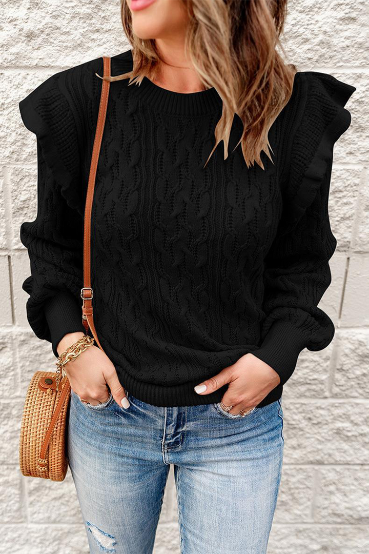Stilla | Casual Rundhalset Pullover i Ensfarvet Patchwork