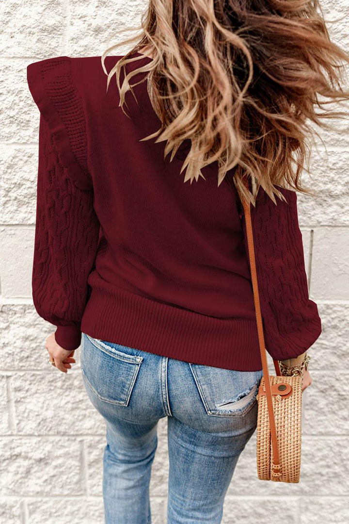 Stilla | Casual Rundhalset Pullover i Ensfarvet Patchwork