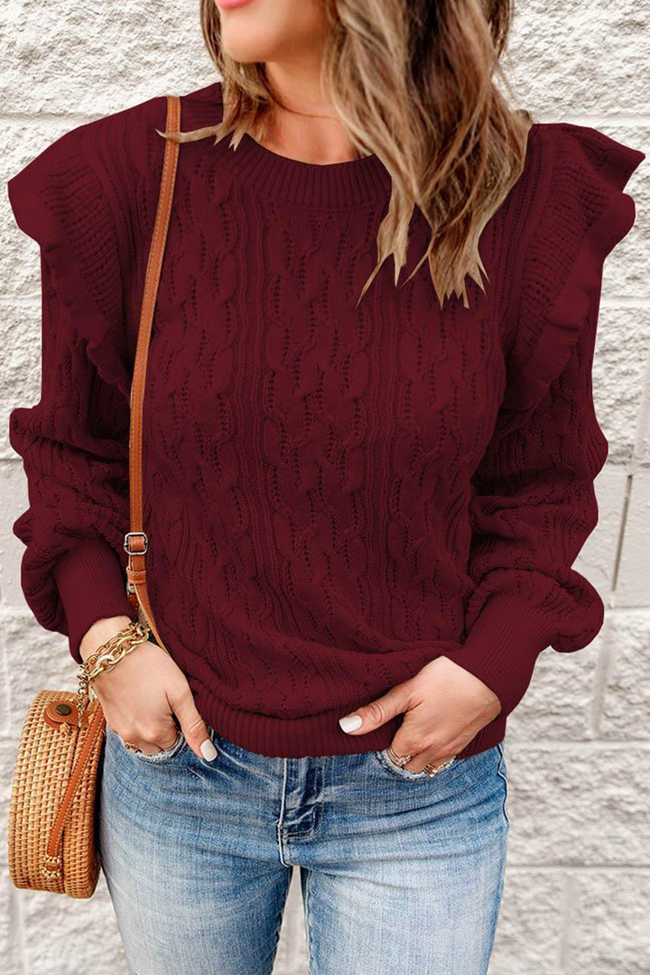Stilla | Casual Rundhalset Pullover i Ensfarvet Patchwork