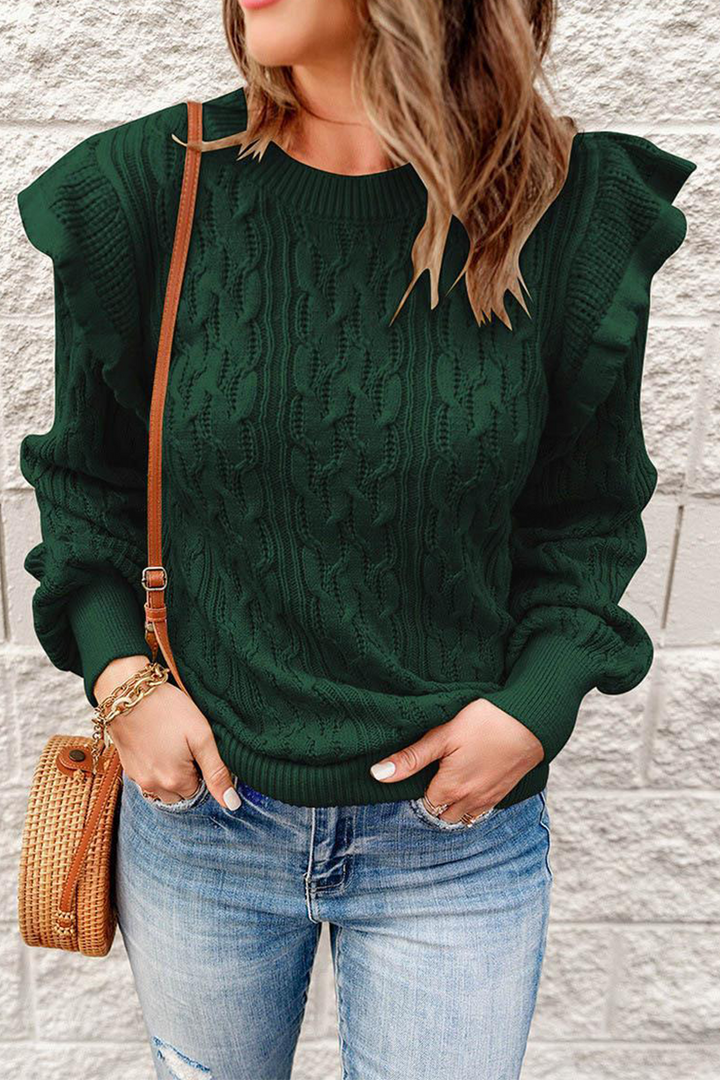 Stilla | Casual Rundhalset Pullover i Ensfarvet Patchwork