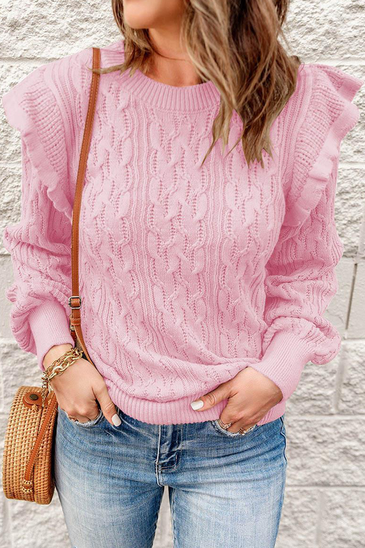 Stilla | Casual Rundhalset Pullover i Ensfarvet Patchwork