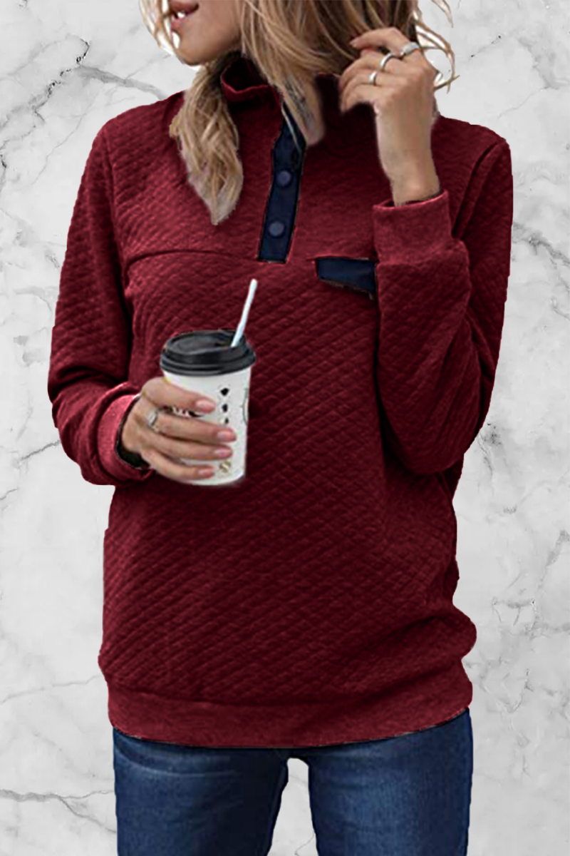 Stilla | Pullover med ensfarvet patchwork og rullekrave