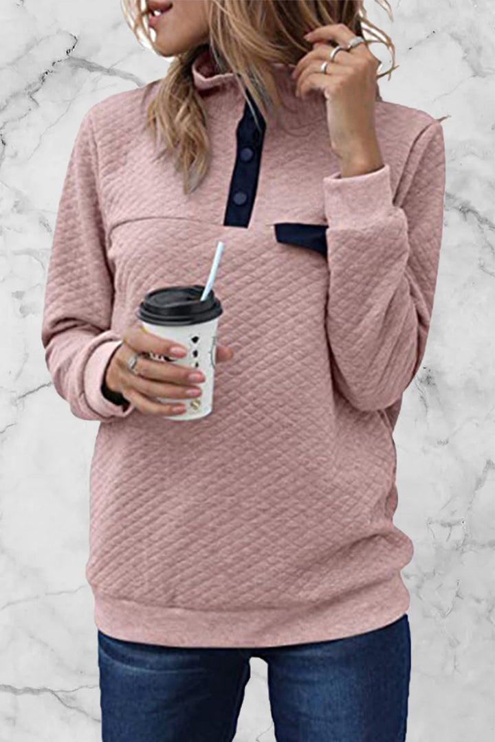 Stilla | Pullover med ensfarvet patchwork og rullekrave