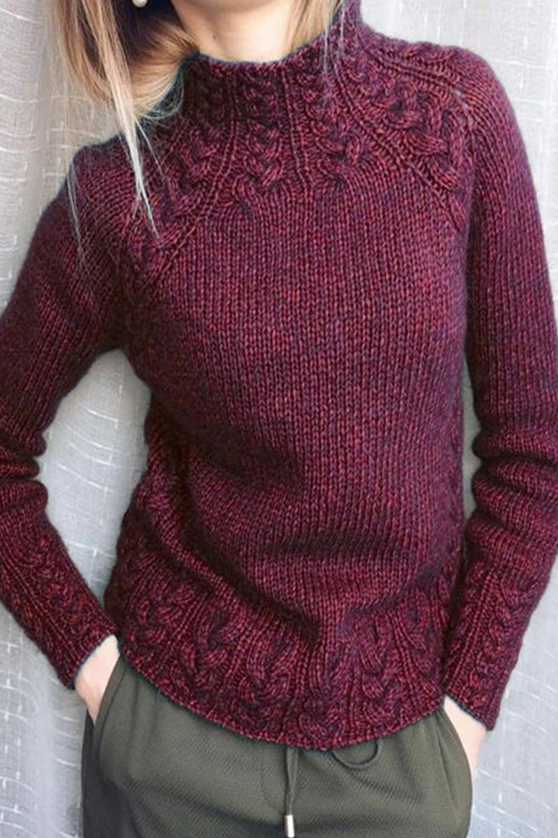 Stilla | Pullover med let rullekrave i ensfarvet materiale