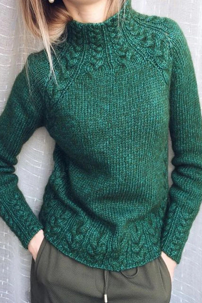 Stilla | Pullover med let rullekrave i ensfarvet materiale