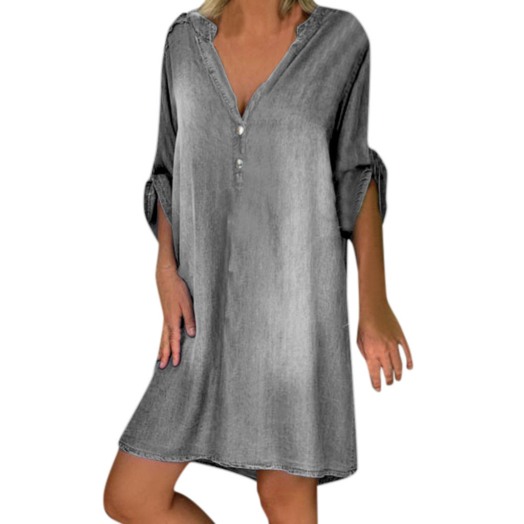 Femme Afslappet Denim Tunika Kjole Stilla
