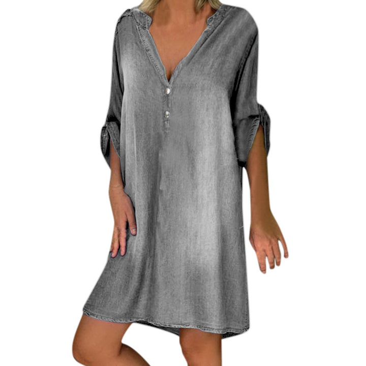 Femme Afslappet Denim Tunika Kjole Stilla