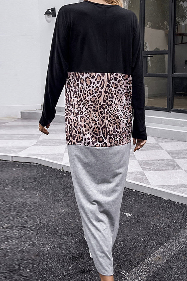 Stilla | Afslappet Print Patchwork O Hals Irregular Kjole Kjoler