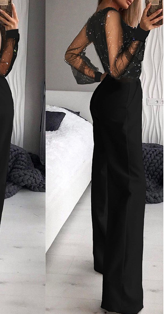 Stilla | Sexet Elegant Patchwork V-hals Lige Jumpsuits