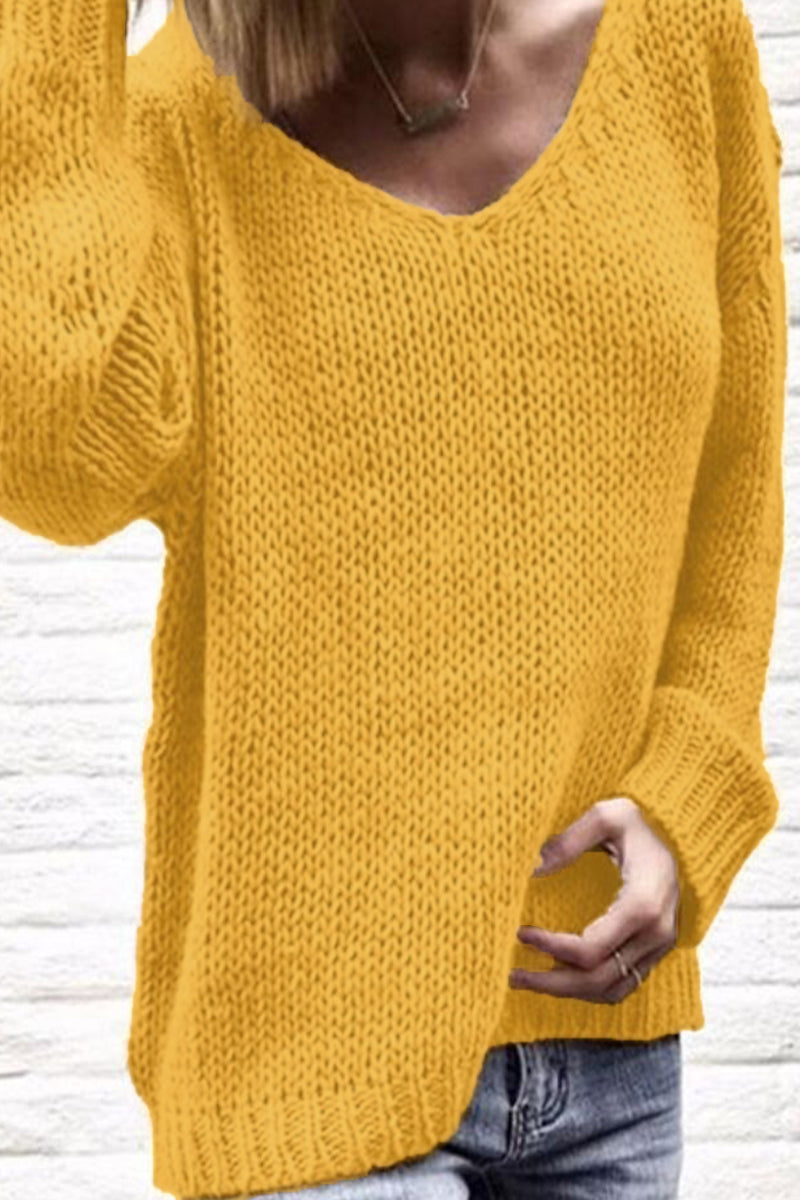 Stilla | Casual Sweater Med V-Udsnit i Ensfarvet