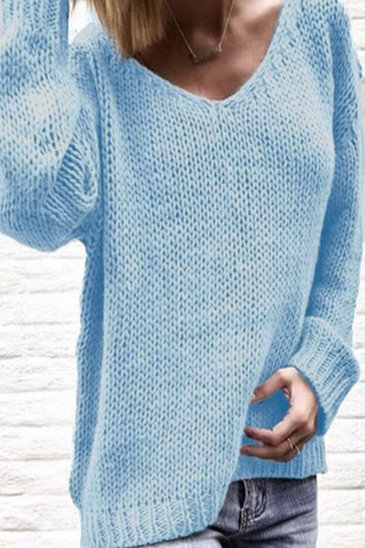 Stilla | Casual Sweater Med V-Udsnit i Ensfarvet