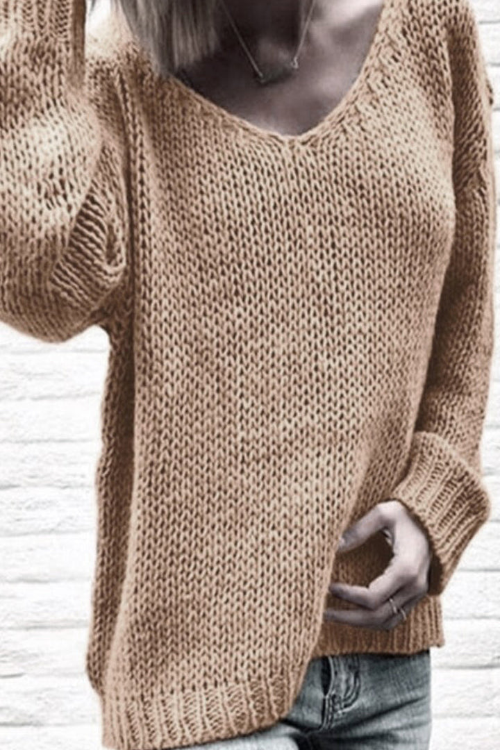 Stilla | Casual Sweater Med V-Udsnit i Ensfarvet