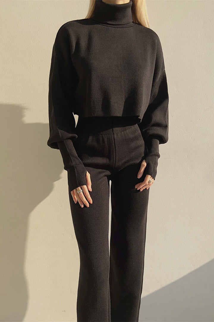 Stilla | Løs To Dele Trøje Med Turtleneck og Lange Ærmer, Ensfarvet