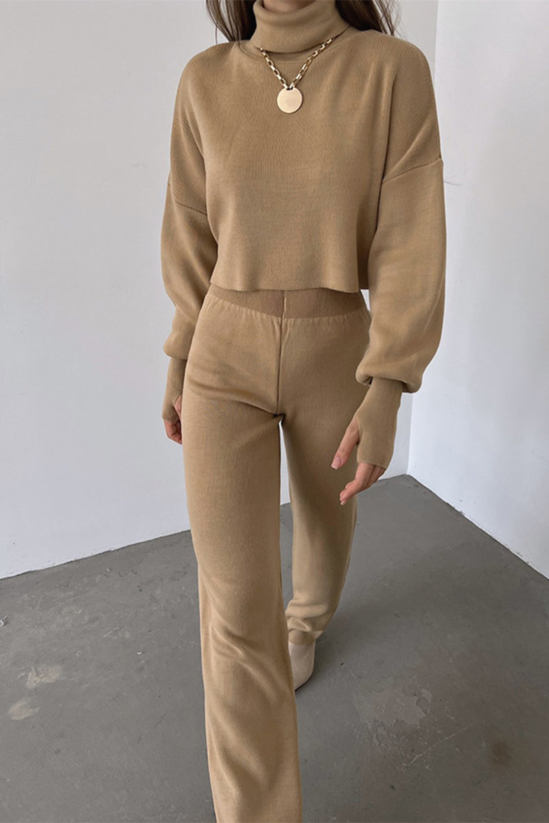 Stilla | Løs To Dele Trøje Med Turtleneck og Lange Ærmer, Ensfarvet