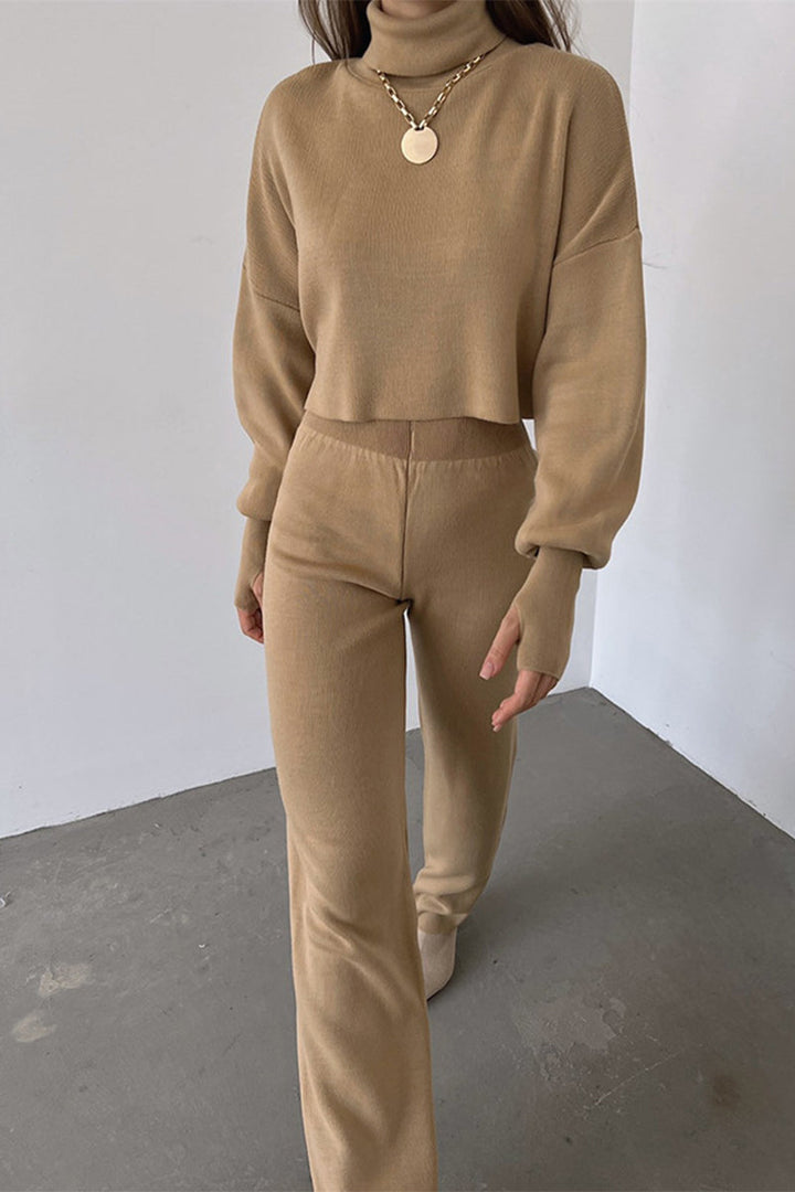 Stilla | Løs To Dele Trøje Med Turtleneck og Lange Ærmer, Ensfarvet
