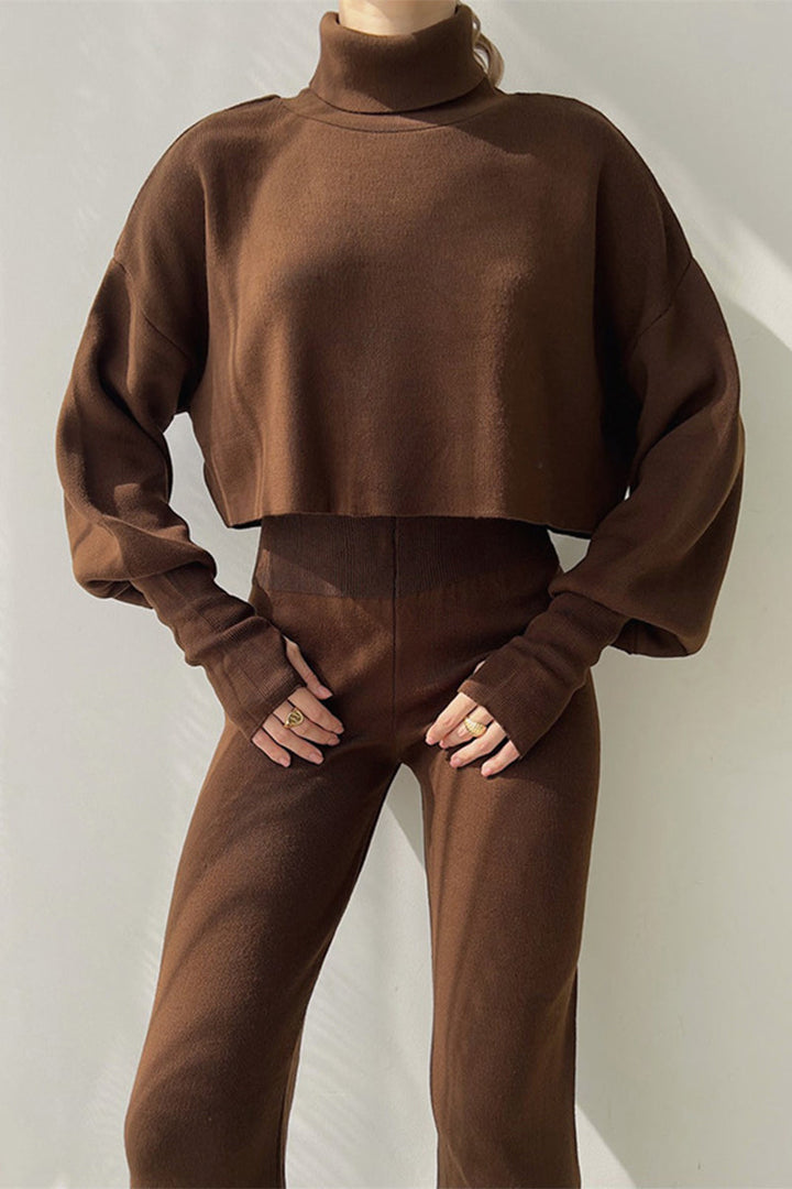 Stilla | Løs To Dele Trøje Med Turtleneck og Lange Ærmer, Ensfarvet