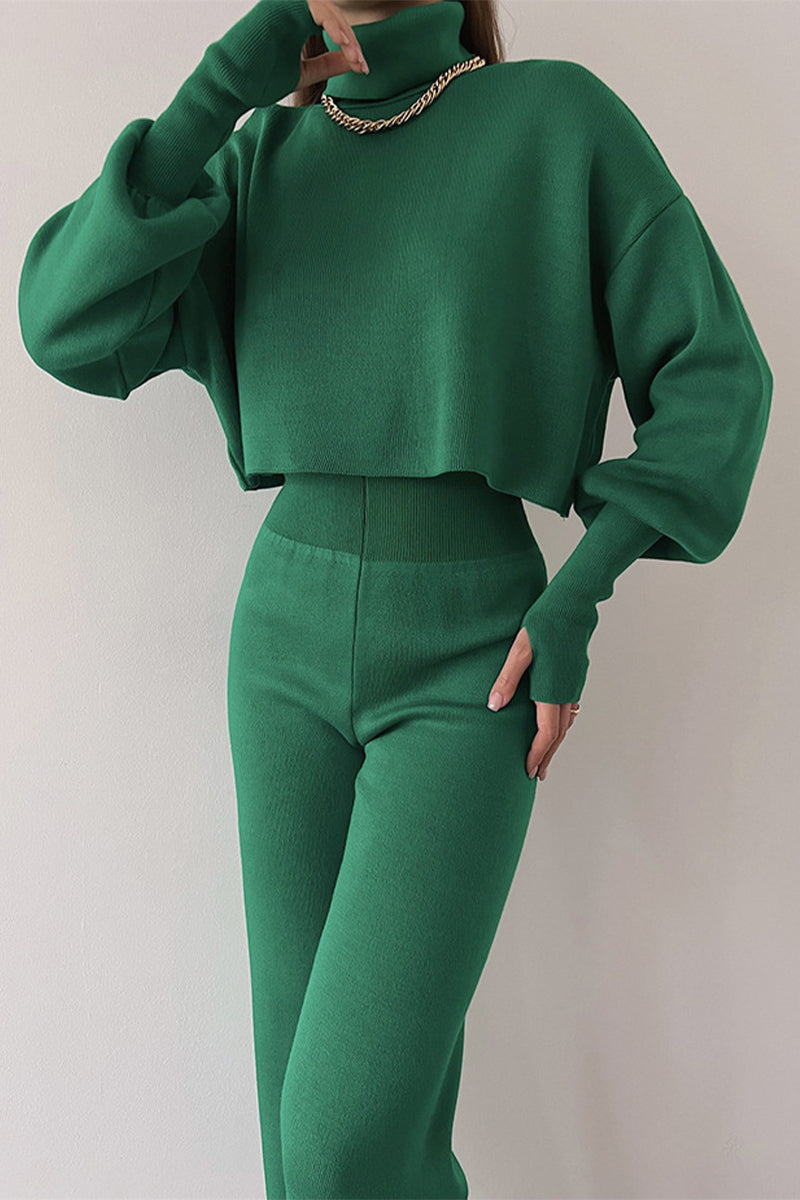 Stilla | Løs To Dele Trøje Med Turtleneck og Lange Ærmer, Ensfarvet