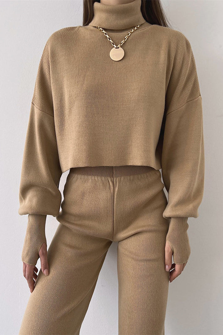 Stilla | Løs To Dele Trøje Med Turtleneck og Lange Ærmer, Ensfarvet
