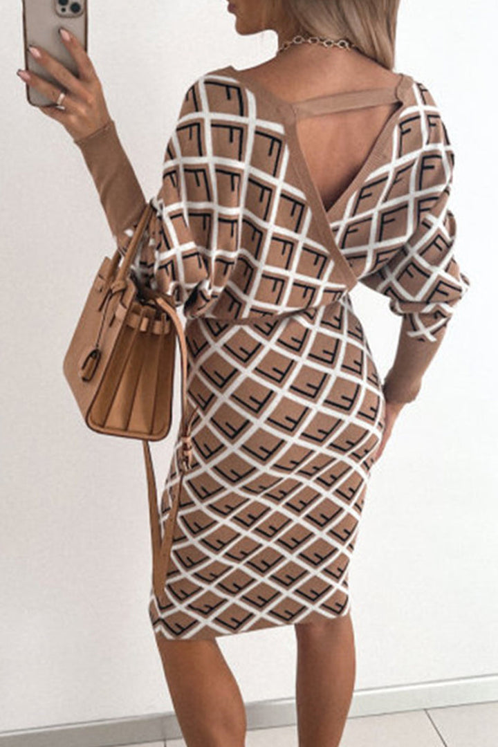 Stilla | Sexy Elegant Print V-hals Blyant Nederdel Kjoler