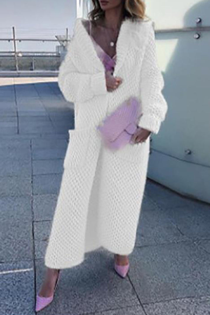 Stilla | Elegant Ensfarvet Pullover Med Strikjakke Krave
