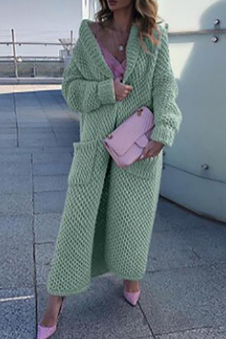 Stilla | Elegant Ensfarvet Pullover Med Strikjakke Krave