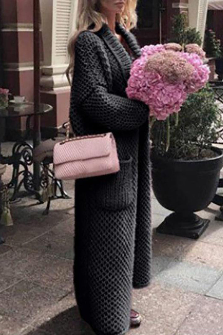 Stilla | Elegant Ensfarvet Pullover Med Strikjakke Krave