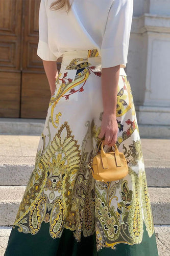 Stilla | Elegant Floral Lomme Nedslået Krave Halv Ærme to Delt