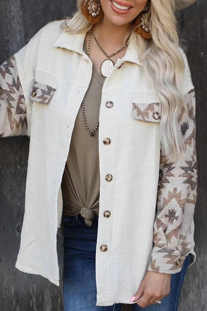 Stilla | Street Geometrisk Patchwork Nedfoldet Krave Toppe