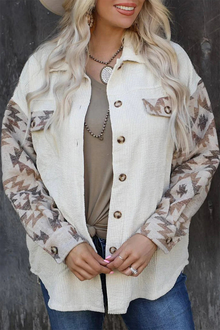 Stilla | Street Geometrisk Patchwork Nedfoldet Krave Toppe