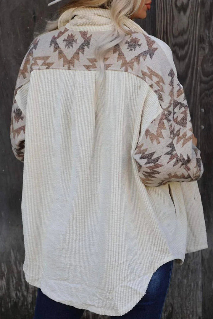 Stilla | Street Geometrisk Patchwork Nedfoldet Krave Toppe