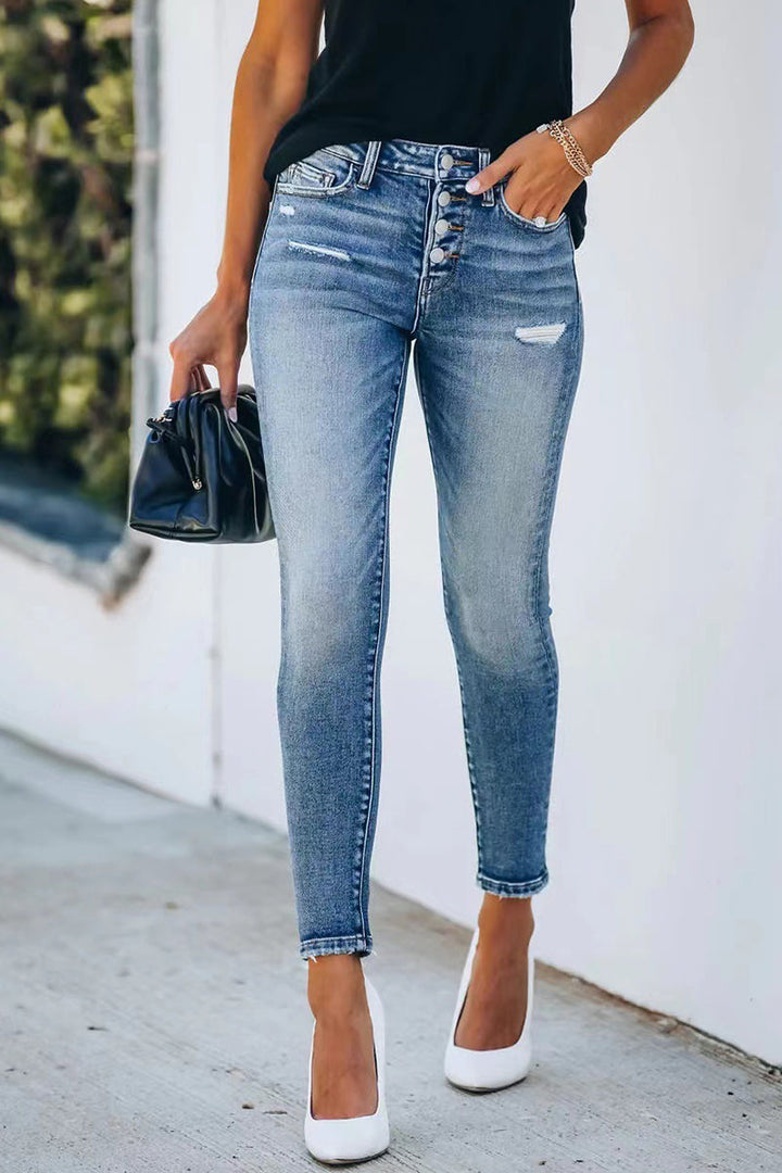 Stilla | Gade Solid Knapper Solid Farve Denim Jeans