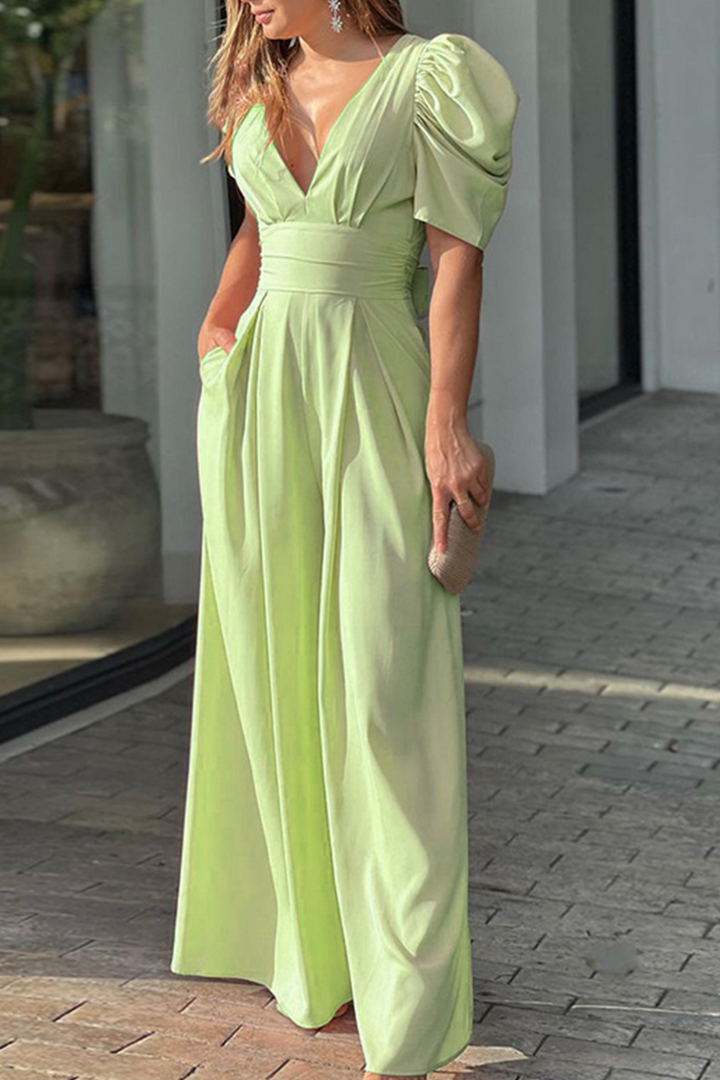 Stilla | Afslappet Solid Revnet Rak Jumpsuits