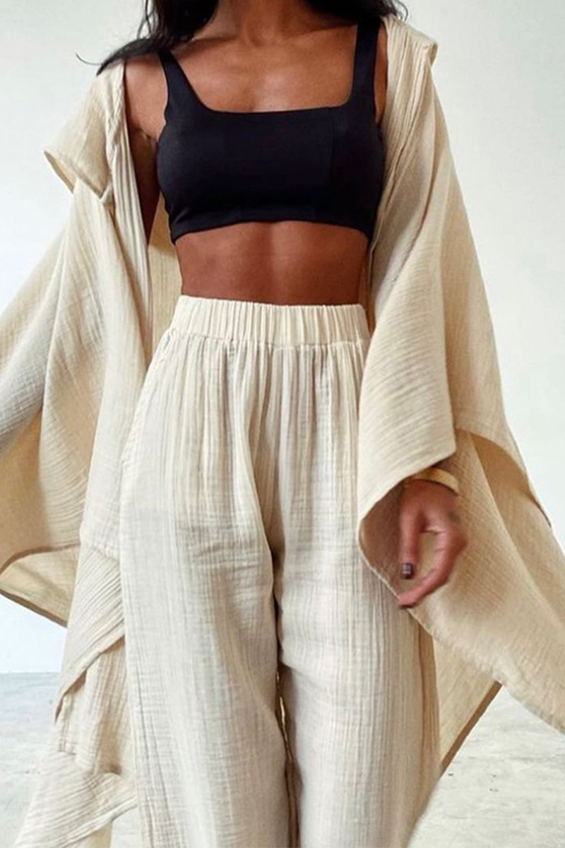 Stilla | Afslappet Solid Patchwork Turn Down Krave Langærmet to Delt