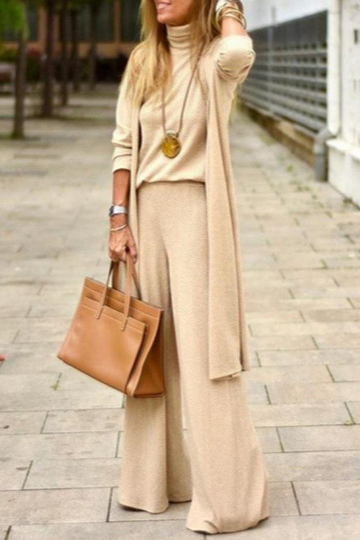 Stilla | Afslappet Solid Solid Farve Turtleneck Langærmet to Stykker