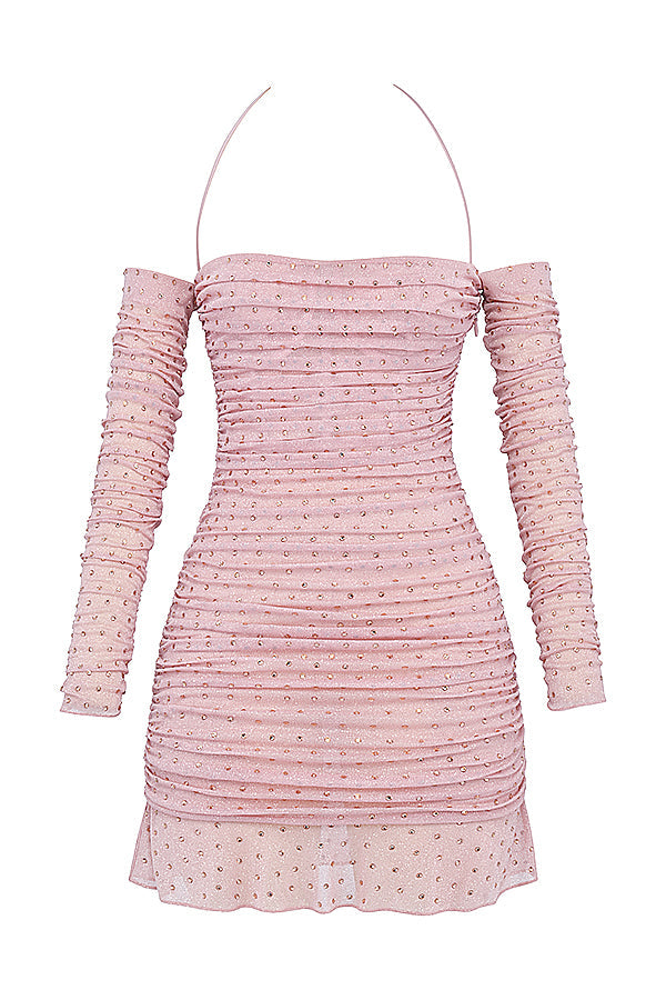 Stilla | Blød Pink Krystalliseret Kjole