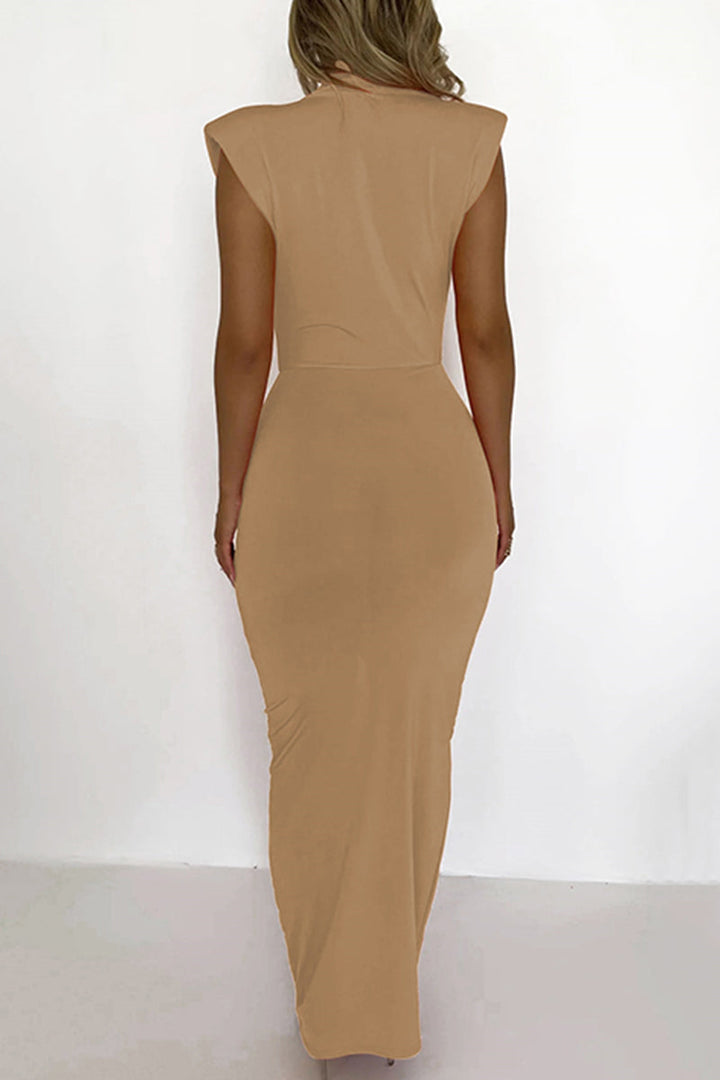 Stilla | Sexy Solid Fold V-hals Talje Nederdels Kjoler