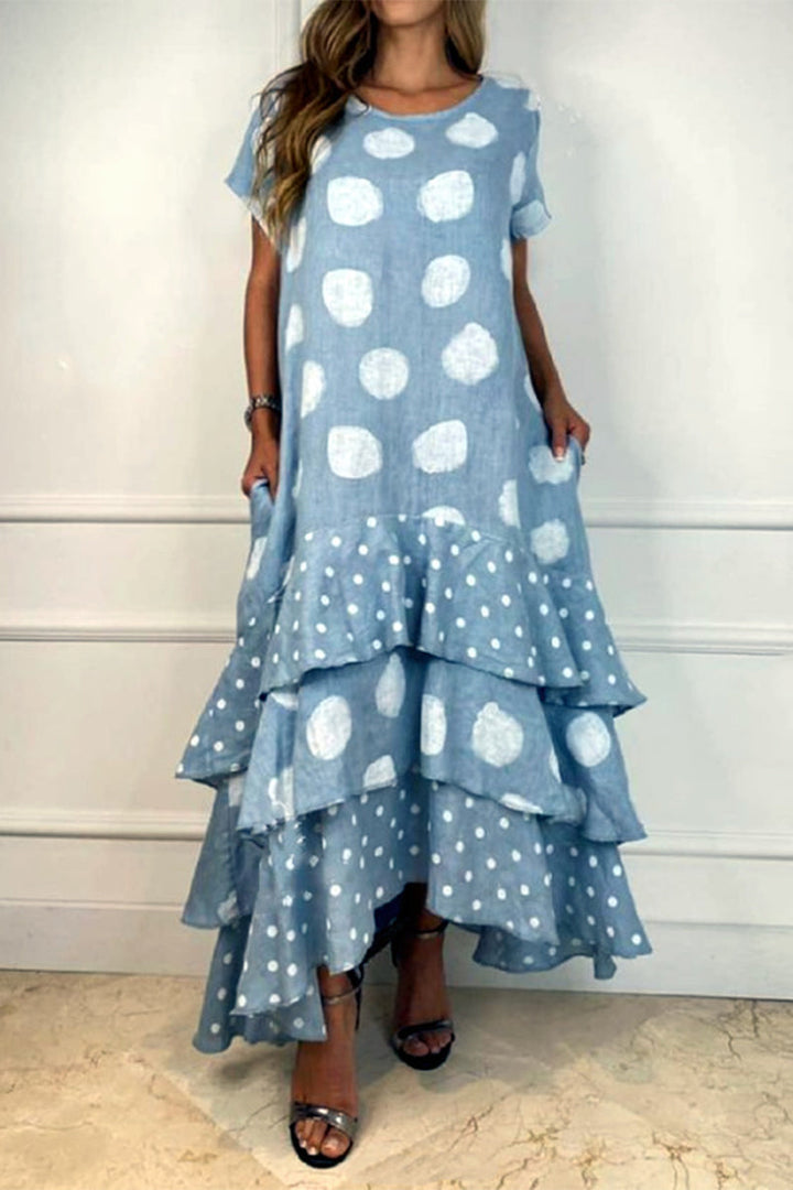 Stilla | Afslappet Dot Patchwork Printet Kjole Kjoler