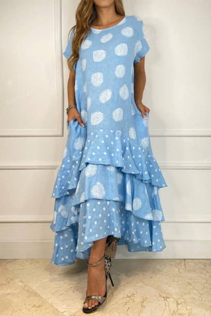 Stilla | Afslappet Dot Patchwork Printet Kjole Kjoler