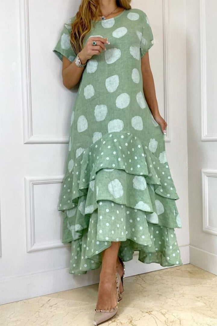 Stilla | Afslappet Dot Patchwork Printet Kjole Kjoler