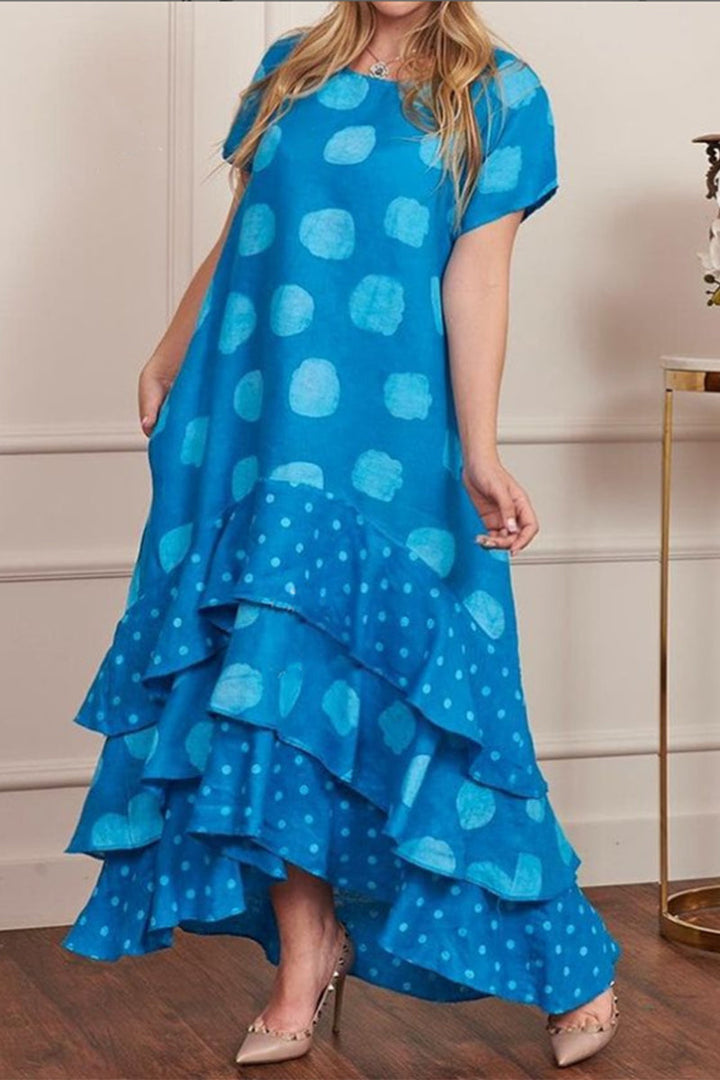 Stilla | Afslappet Dot Patchwork Printet Kjole Kjoler
