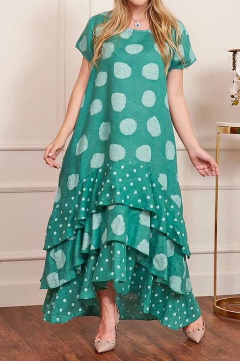 Stilla | Afslappet Dot Patchwork Printet Kjole Kjoler