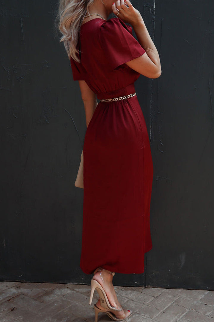 Stilla | Elegant Solid Slids Fold O Hals A-linie Kjoler