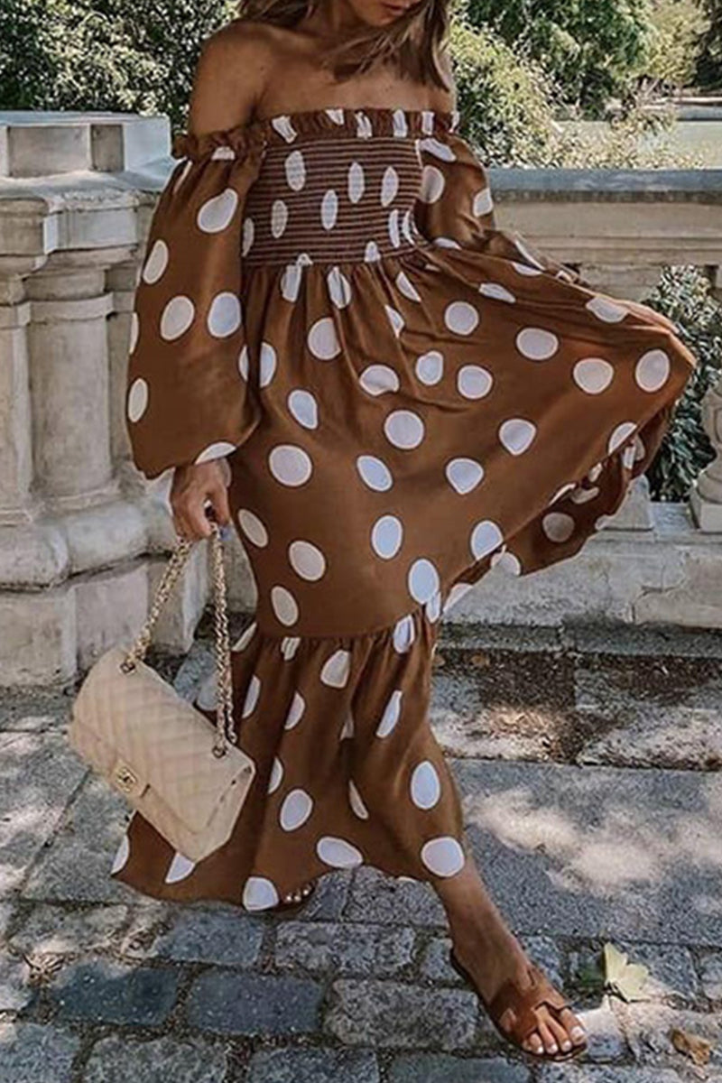 Stilla | Afslappet Polka Dot Off the Shoulder Prinsessekjoler