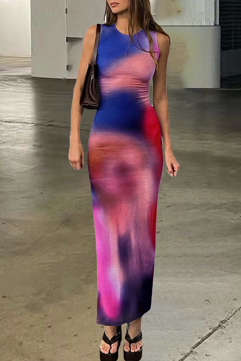 Stilla | Sexet Tie Dye Print O Hals A-linje Kjoler